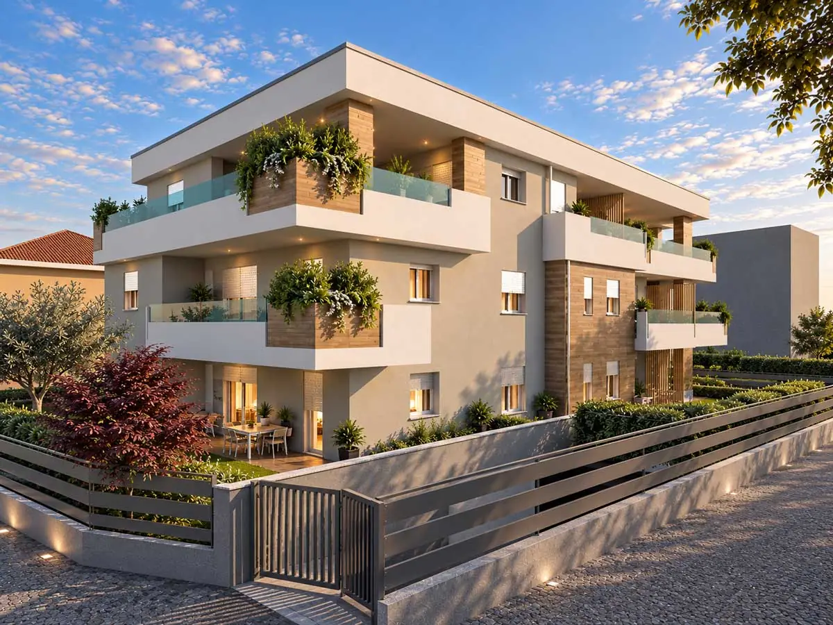 Facciata della palazzina Civico23 a Limbiate: 8 appartamenti di nuova costruzione in classe A
